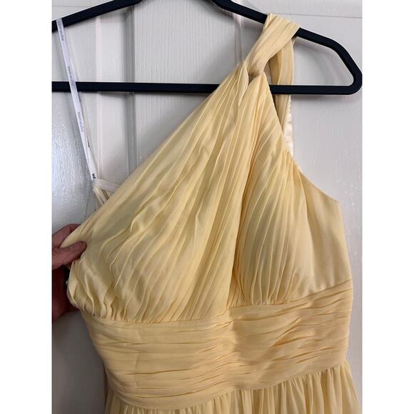 Vintage Donna Morgan butter Yellow Rhea One-Shoulder Chiffon Dress Size 4 - Picture 12 of 13